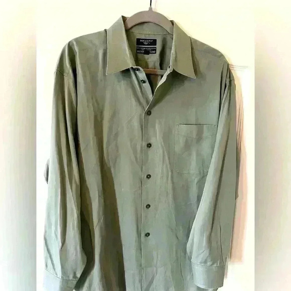 Dockers button down dress shirt, microfiber, polyester blend. Men’s XL Taupe - Picture 1 of 9